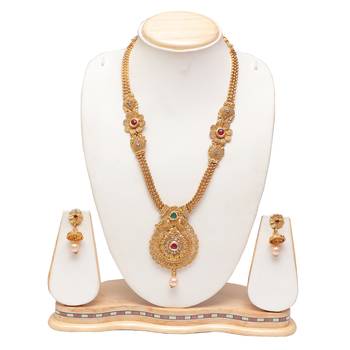 Wedding golden long necklace set Multicolour 1