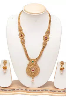 Wedding golden long necklace set Multicolour