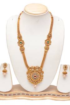 Wedding golden long necklace set Multicolour