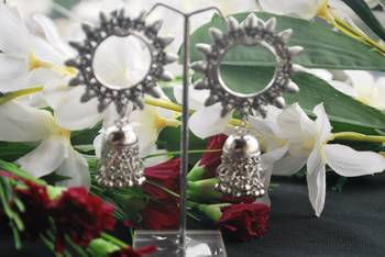 Silver Oxidized Surya earrings 1