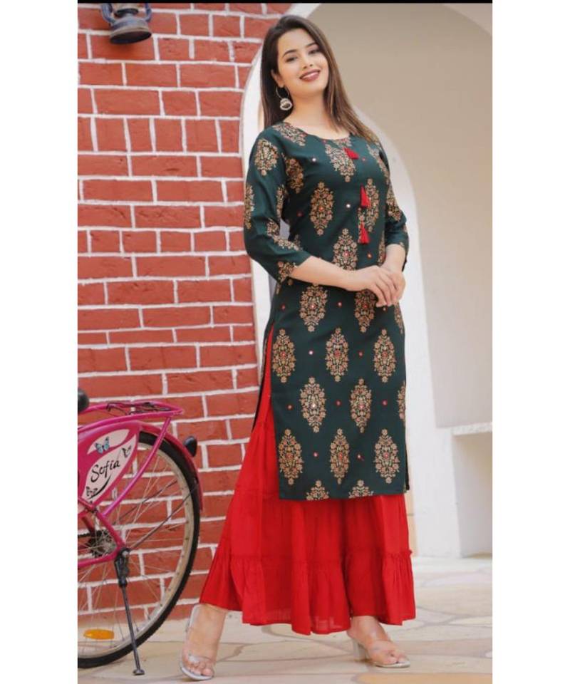 red Rayon kurta