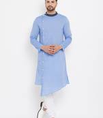 Blue plain cotton men-kurtas