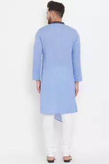 Blue plain cotton men-kurtas