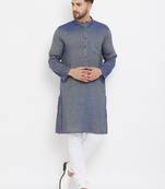 Blue woven cotton men-kurtas