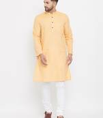 Yellow plain cotton men-kurtas