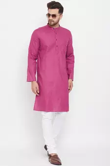 Purple plain cotton men-kurtas