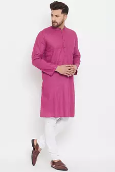 Purple plain cotton men-kurtas