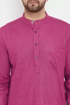 Purple plain cotton men-kurtas