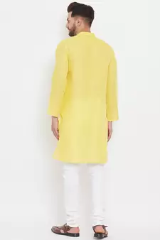 Yellow plain cotton men-kurtas