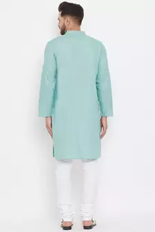 Green plain cotton men-kurtas