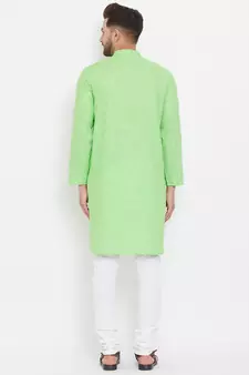 Green plain cotton men-kurtas