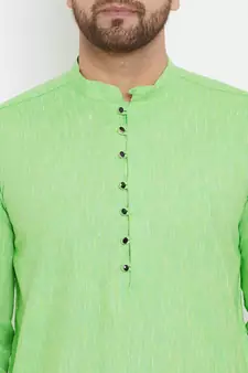 Green plain cotton men-kurtas