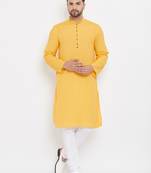 Yellow plain cotton men-kurtas