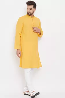 Yellow plain cotton men-kurtas