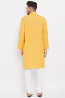 Yellow plain cotton men-kurtas