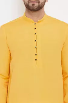 Yellow plain cotton men-kurtas