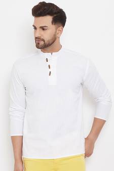 White plain cotton men-kurtas