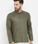 Green plain cotton men-kurtas