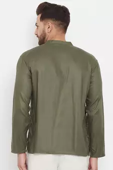 Green plain cotton men-kurtas