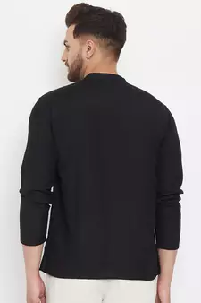 Black plain cotton men-kurtas
