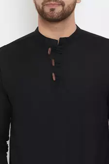 Black plain cotton men-kurtas