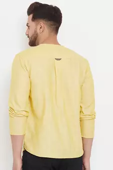 Yellow plain linen men-kurtas