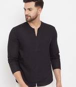 Black plain cotton men-kurtas