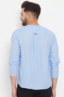 Blue plain cotton men-kurtas