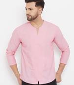 Pink plain cotton men-kurtas