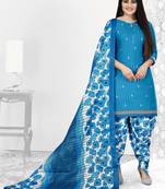 Blue stripes print cotton salwar