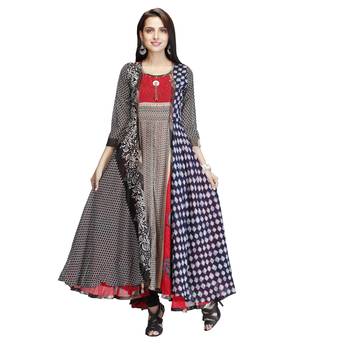 Red printed georgette kurtas-and-kurtis 1