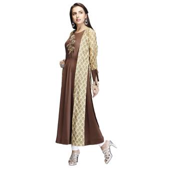 Brown embroidered silk kurtas-and-kurtis 3