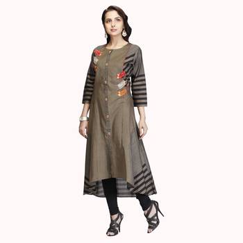 Olive embroidered cotton kurtas-and-kurtis 1