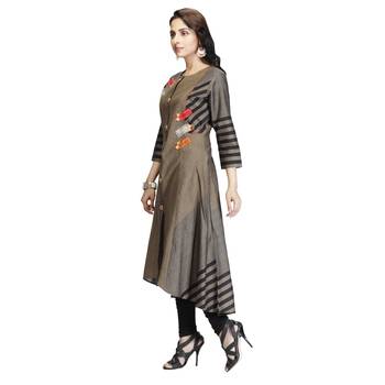 Olive embroidered cotton kurtas-and-kurtis 3