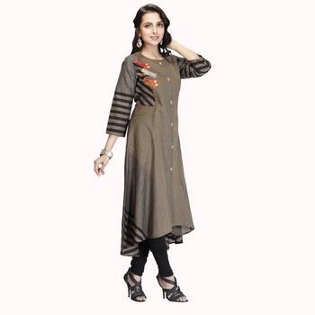 Olive embroidered cotton kurtas-and-kurtis 4