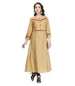Mustard printed cotton kurtas-and-kurtis