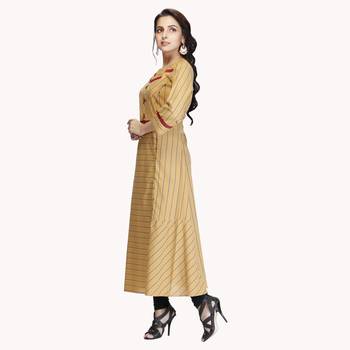 Mustard printed cotton kurtas-and-kurtis 3