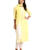 Yellow printed cotton ethnic-kurtis