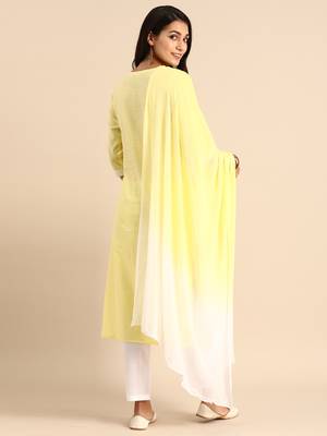 Yellow printed cotton ethnic-kurtis 2