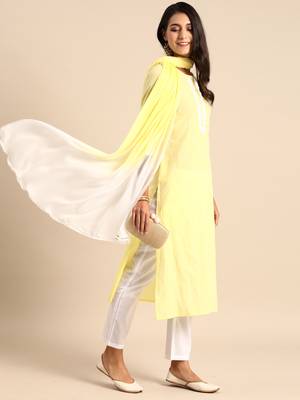 Yellow printed cotton ethnic-kurtis 3