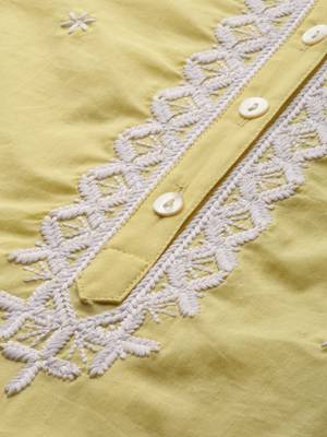 Yellow printed cotton ethnic-kurtis 5