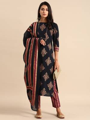 Blue printed cotton ethnic-kurtis 4
