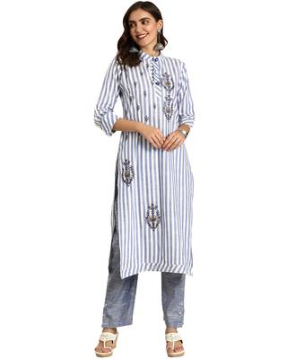 Blue printed cotton ethnic-kurtis 1