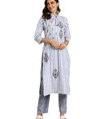 Blue printed cotton ethnic-kurtis