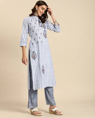 Blue printed cotton ethnic-kurtis 3