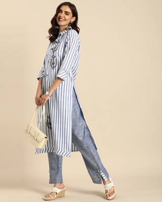 Blue printed cotton ethnic-kurtis 5
