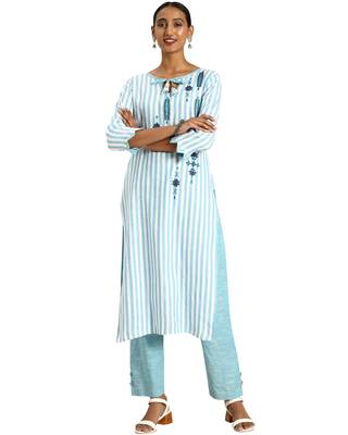 Blue printed cotton ethnic-kurtis 1