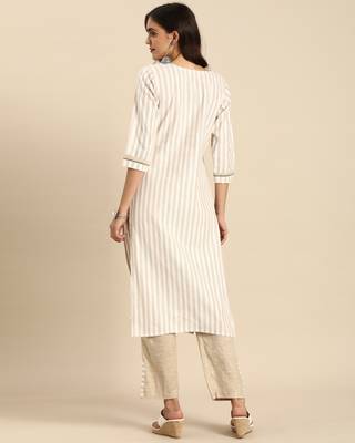 Beige printed cotton ethnic-kurtis 2