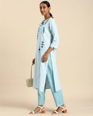 Blue printed cotton ethnic-kurtis 5