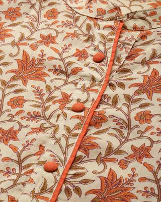 Beige printed cotton ethnic-kurtis 5